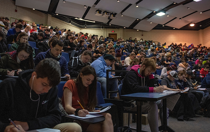 A photo of a final exam session