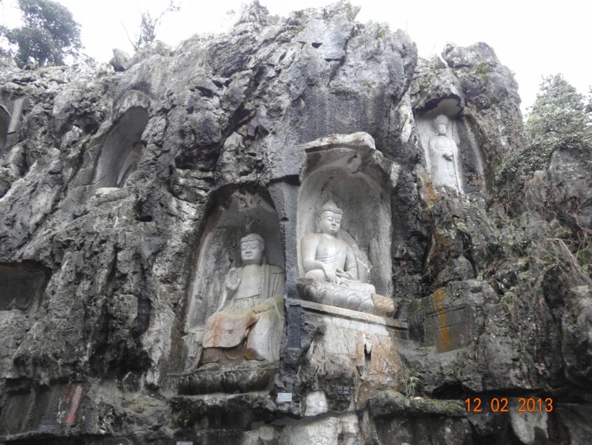 This is a photo of the Lingyin Temple, one of the largest and wealthiest Buddhist temples in China. The temple is of the Chan sect located north-west of Hangzhou, Zhejiang Province, China.