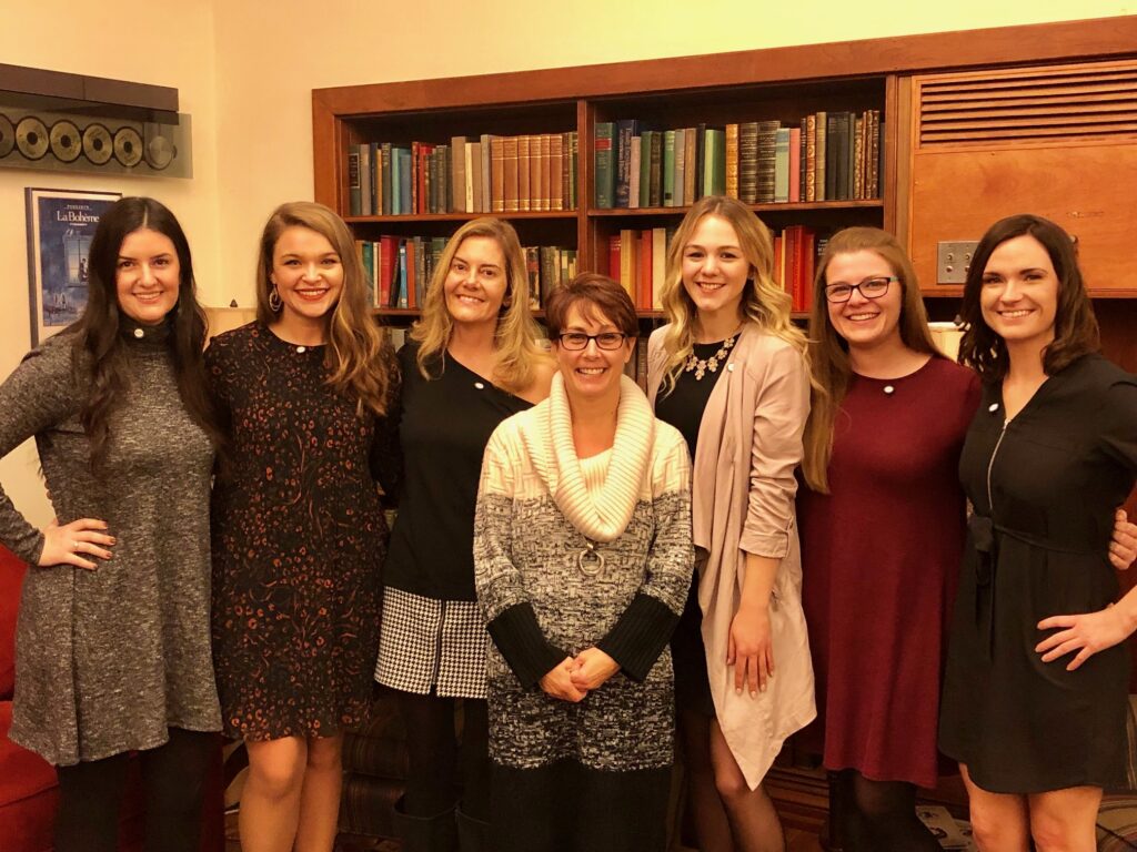 Graduating Dietetic Interns and Dr. Mona Therrien at UMaine's Second Semiannual Dietetic Internship Pinning Ceremony, December 2019
