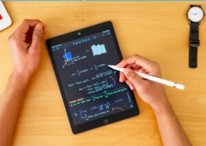 tablet with math equations on it