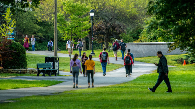 Students walking on the UM campus during summer.