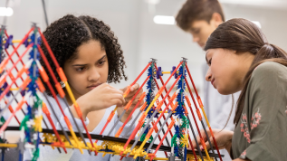 Students build model bridge