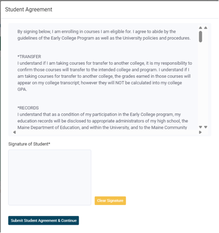 ExplorEC EC Student Agreement Pop Up