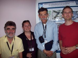 Eva Wadoski and I flanked by Milan Novák (left) and Jan Cempírek (right) at the Granulites & Granulites 2009 conference in the Hrubá Skála chateau, Czech Republic, July 14, 2009