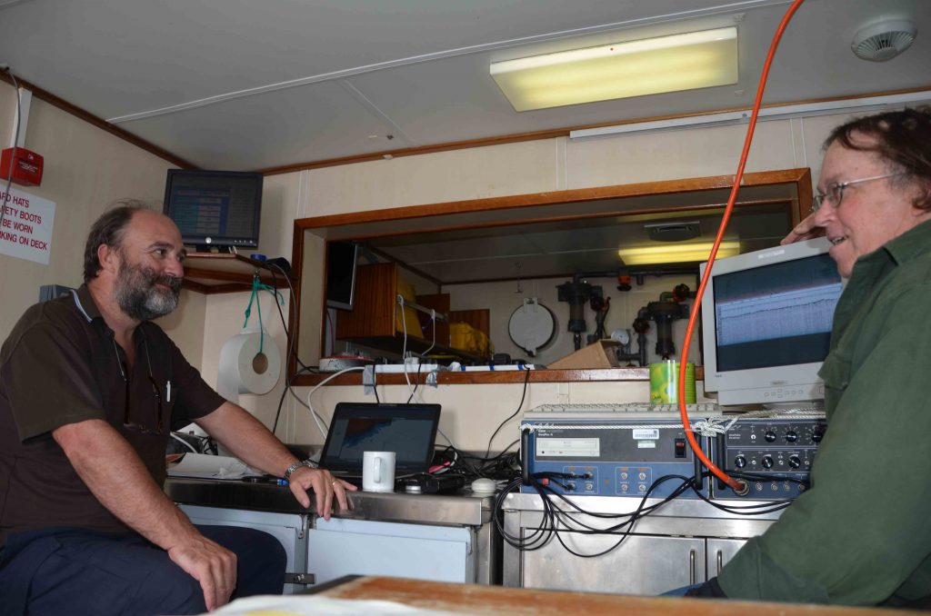 Joe Kelley (right) and Andrew Cooper (left) on watch on the Celtic Voyager.