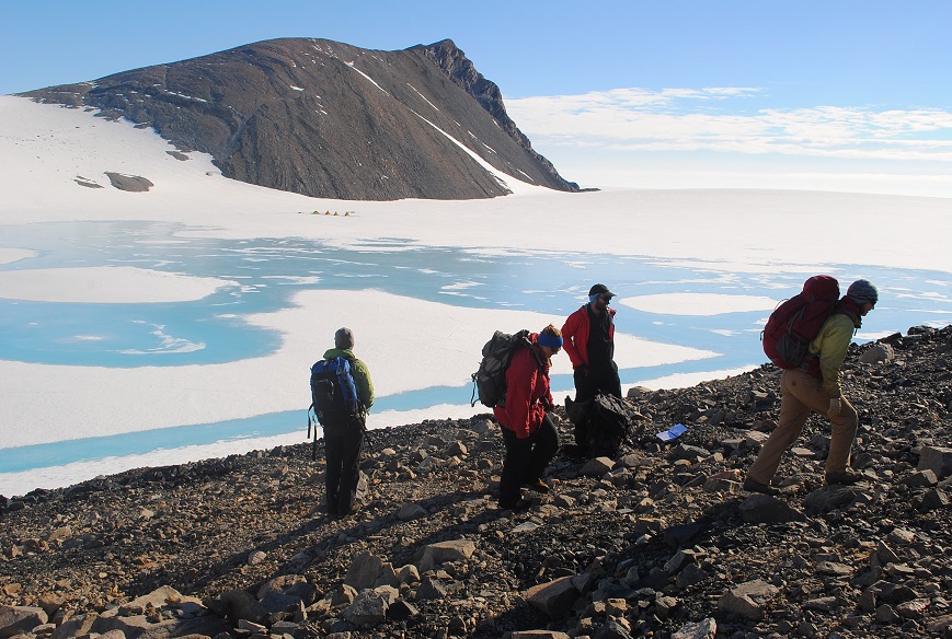 Four of five team ALGAE members at Witalis Peak