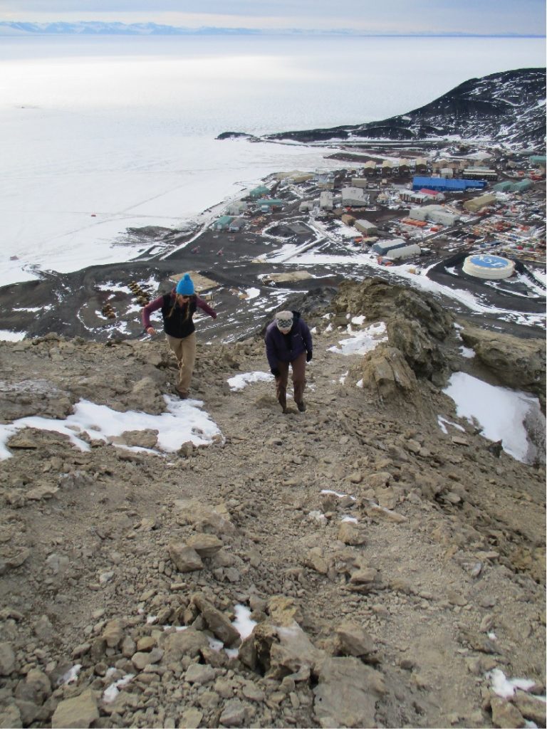 The hike up to Observation Point with McMurdo Station in the background