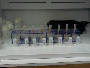 A batch of samples undergoing column chemistry.