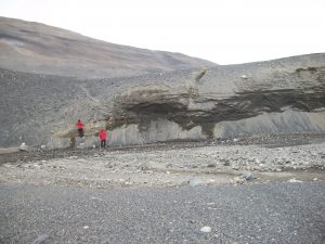 Logging a stratigraphic section in Marshall Valley, Antarctica. Jan. 2011