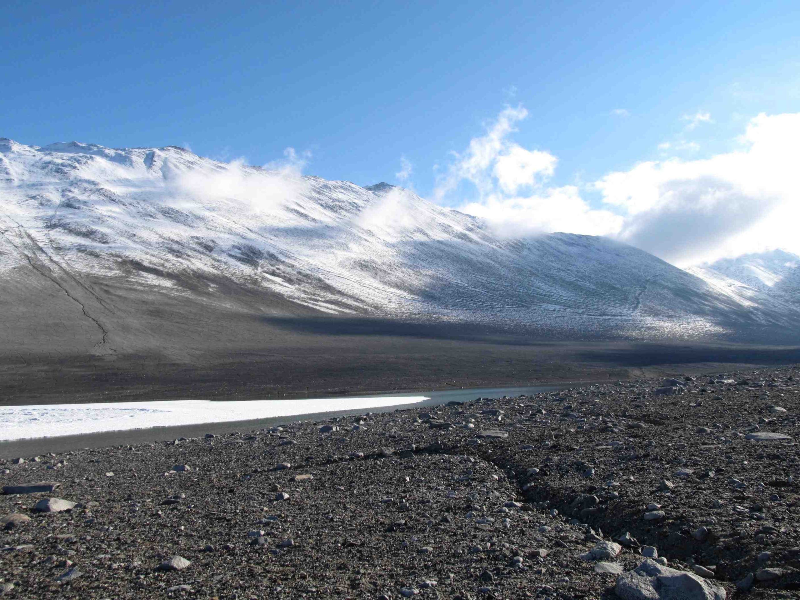 Looking northeast in Miers Valley, Royal Society Range, Antarctica. Taken during the 2010-2011 season.  Photo credit: Calvin Mako.