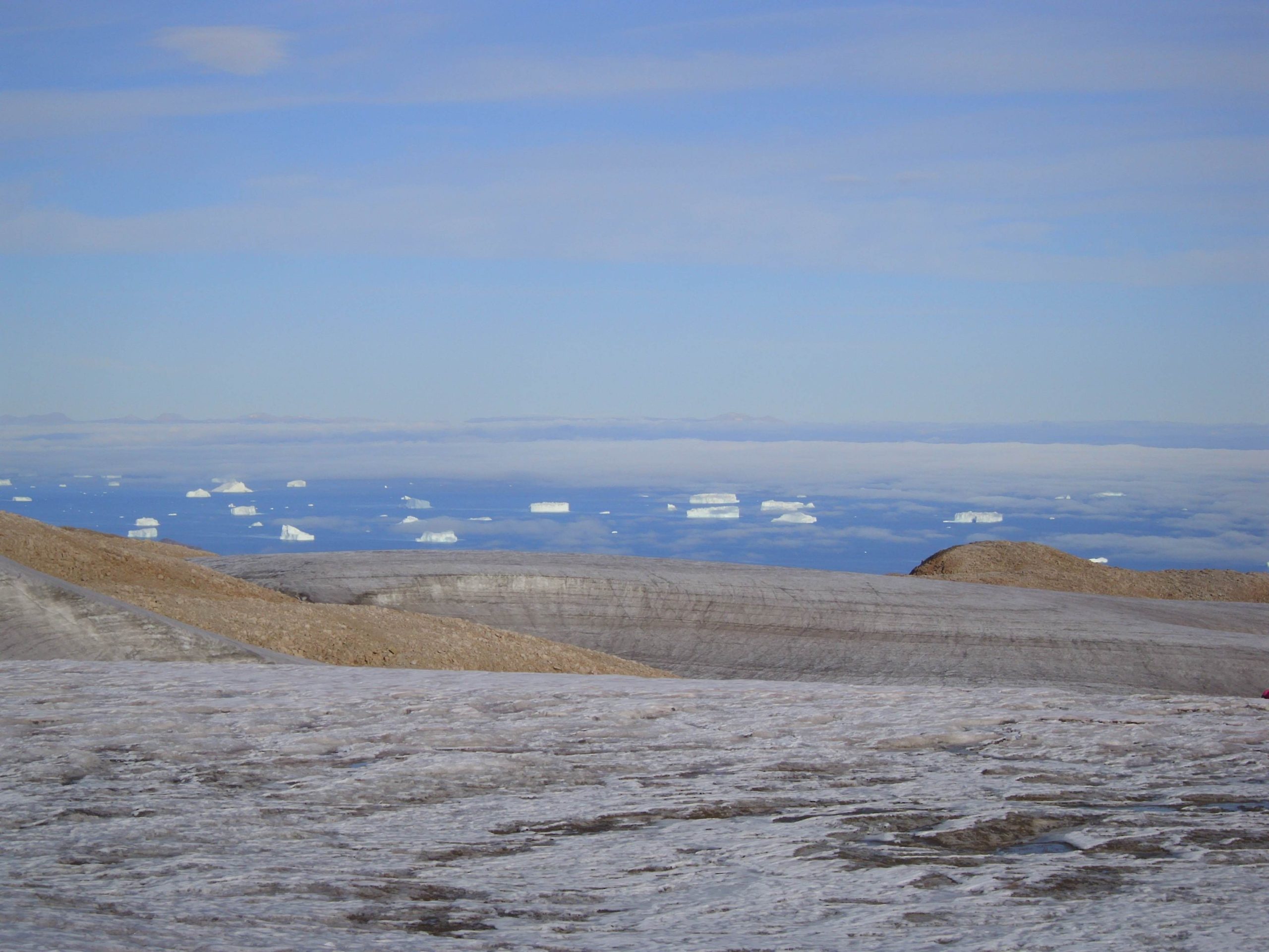 A view of Scoresby Sound from atop the Istorvet ice cap in Milne Land. Photo credit: Amanda Lusas.
