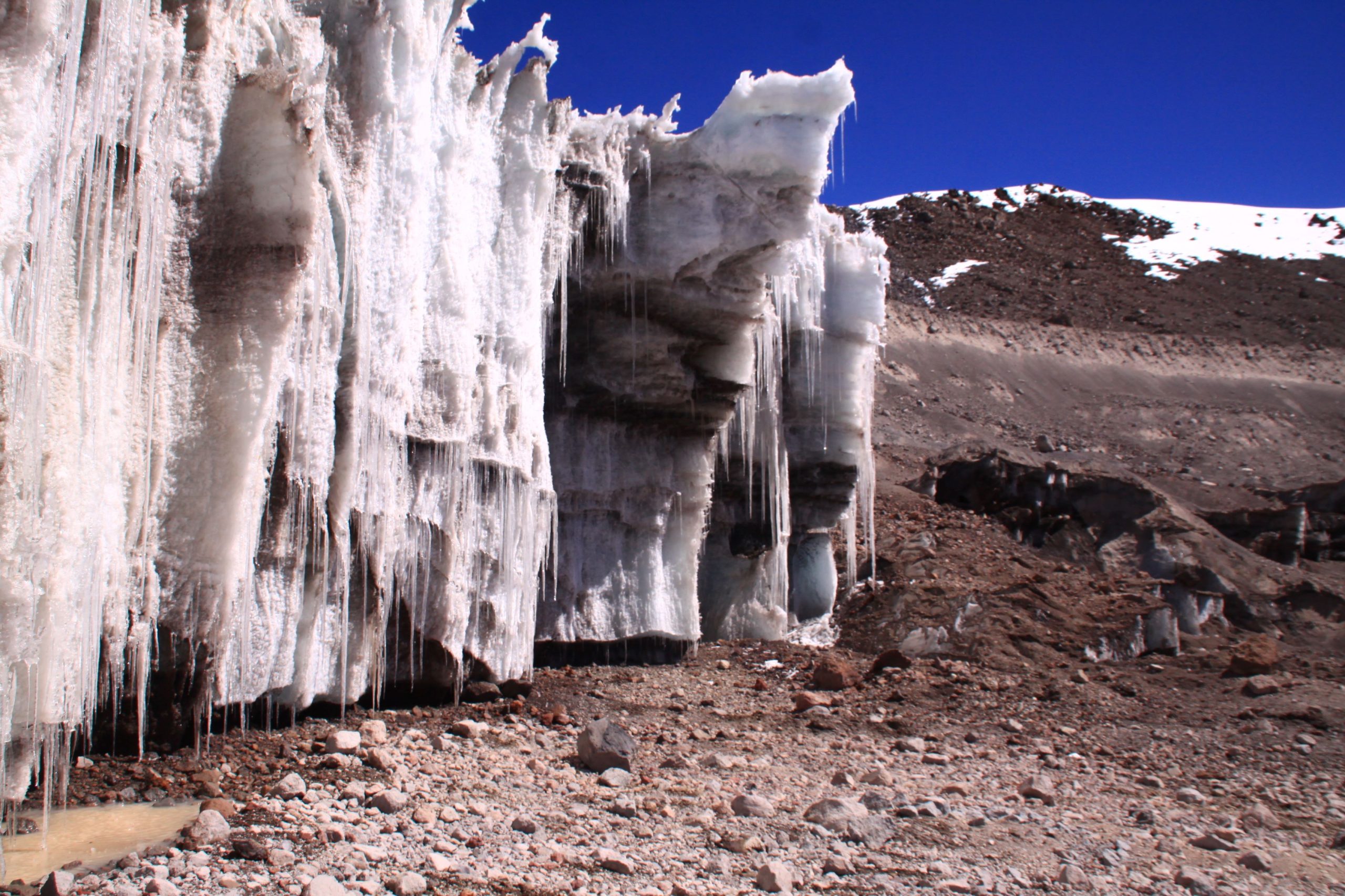 Northern glacier margin on Nevado Coropuna 2012. Photo credit: Gordon Bromley.
