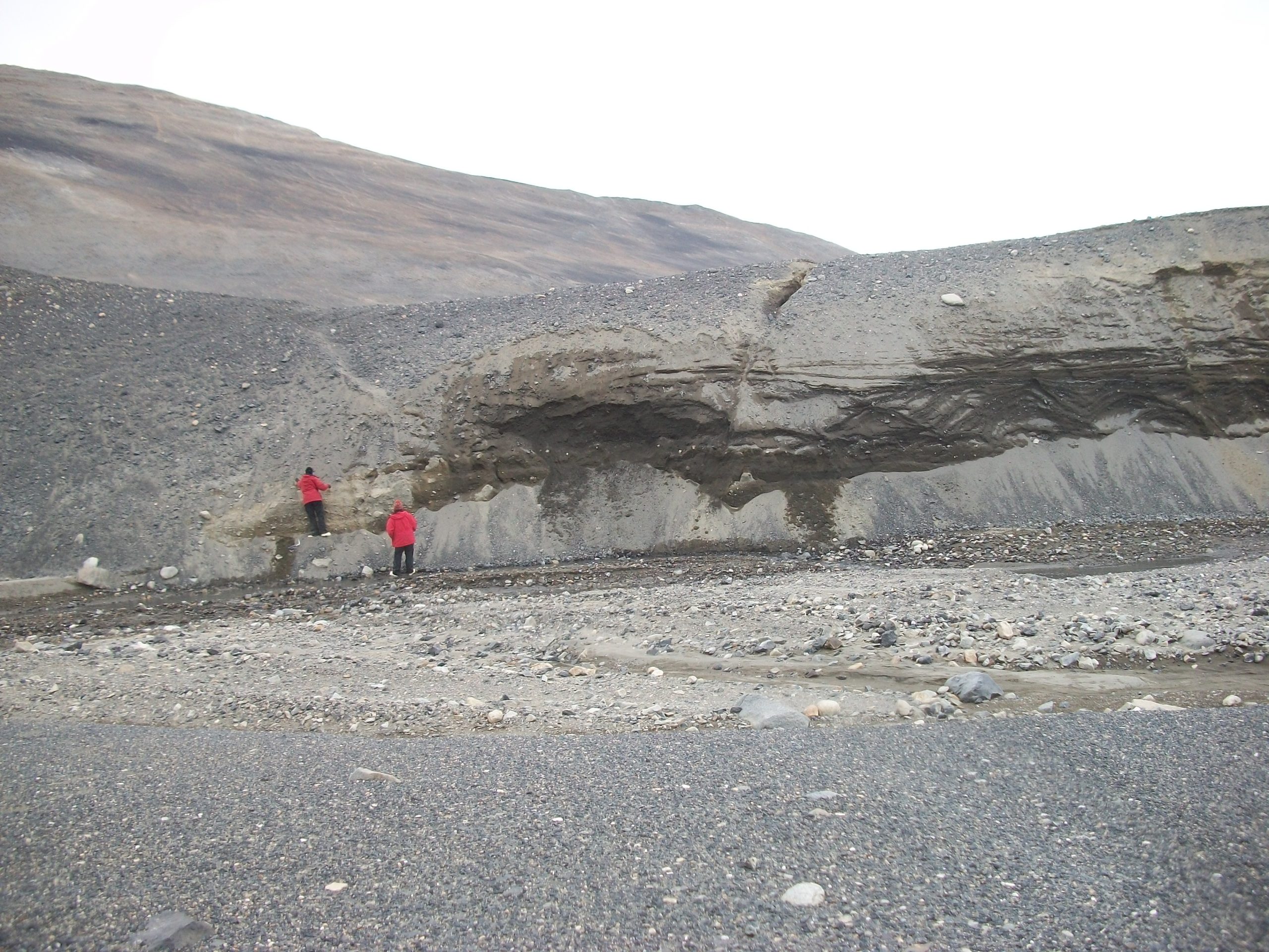 Logging a stratigraphic section in Marshall Valley, Antarctica. Jan. 2011.  Photo credit: Stephanie Allard
