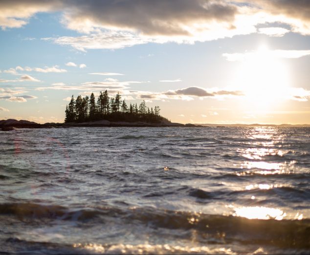 A photo of a coastal Maine island