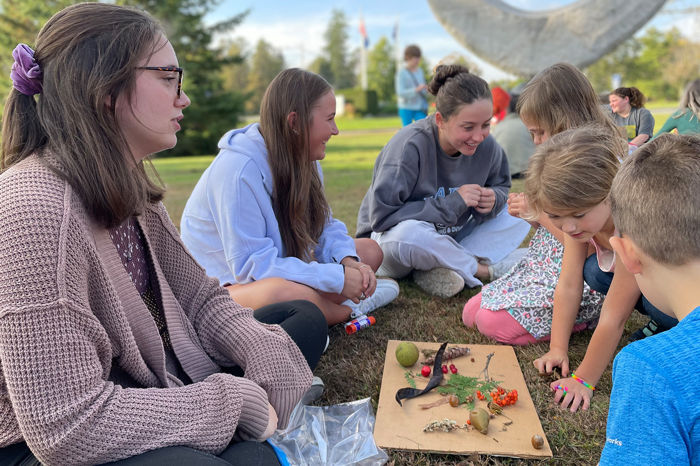 Education students working with kids