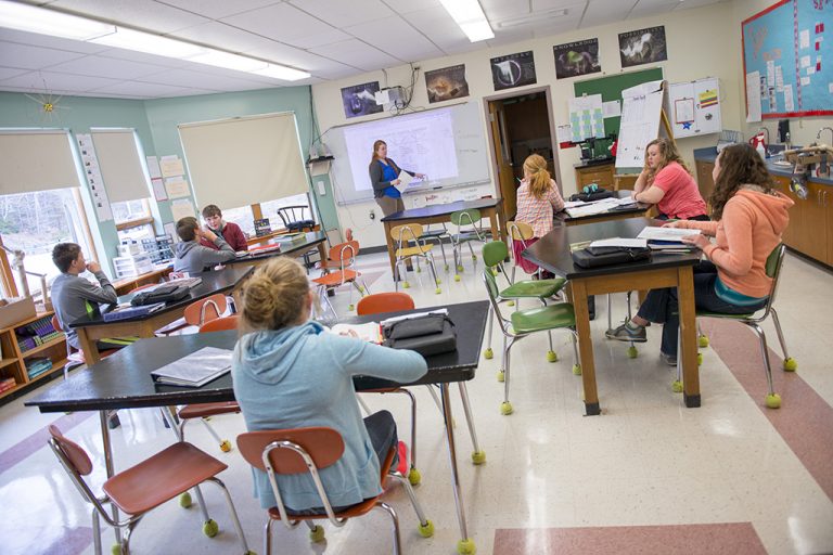 A photo of a middle school classroom.