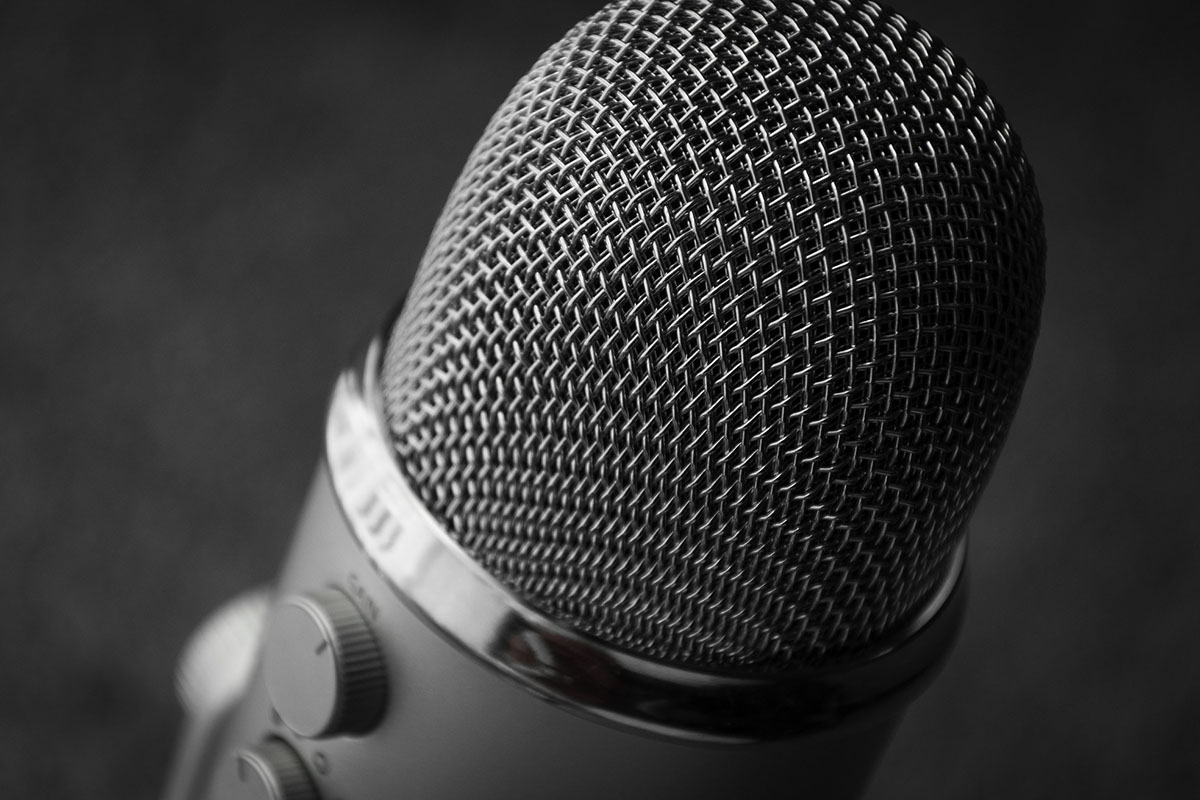 Close-up shot of a microphone.