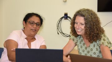 University of Canberra assistant professor of teacher education Maya Gunawardena and UMaine College of Education and Human Development dean Penny Bishop during Gunawardena's recent trip to UMaine.