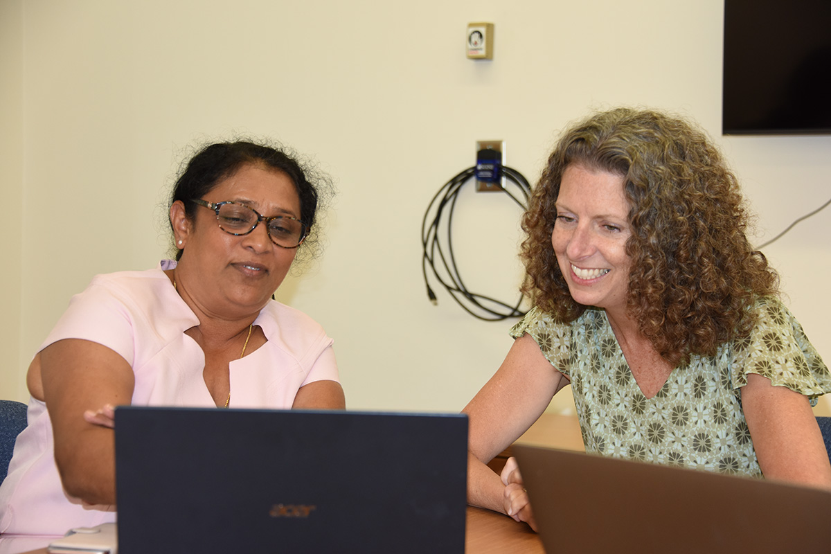 University of Canberra assistant professor of teacher education Maya Gunawardena and UMaine College of Education and Human Development dean Penny Bishop during Gunawardena's recent trip to UMaine.