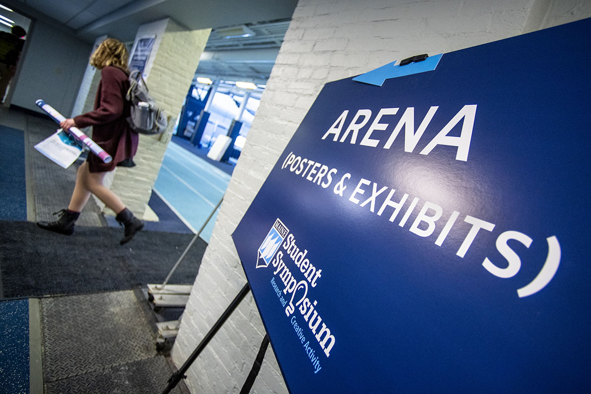 Photo of a sign outside the 2022 University of Maine Student Symposium