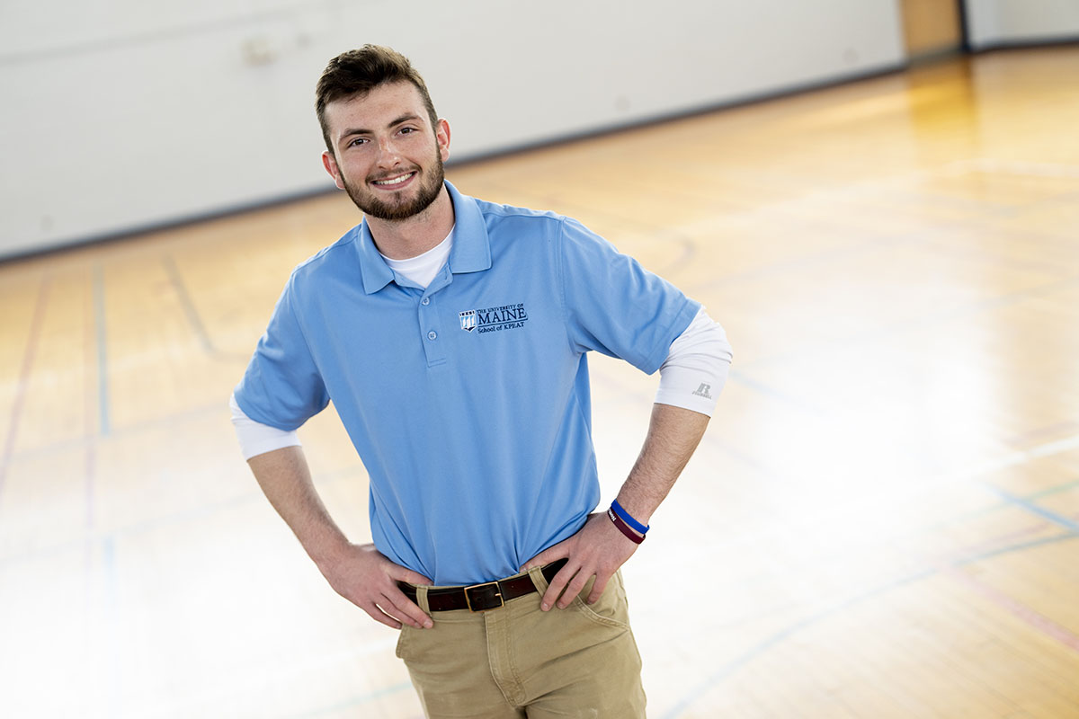 Jacob Mulligan poses for a portrait in the Lengyel Hall gym.