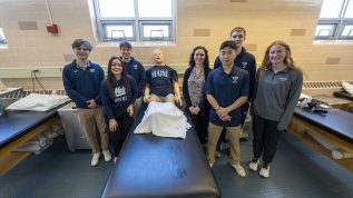 A photo of athletic training students at the University of Maine's Wes Jordan Athletic Training Education Complex.