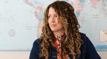 A portrait of Kelsey Stoyanova in her classroom.