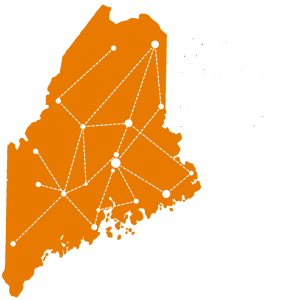 A map of Maine showing connections between different communities.