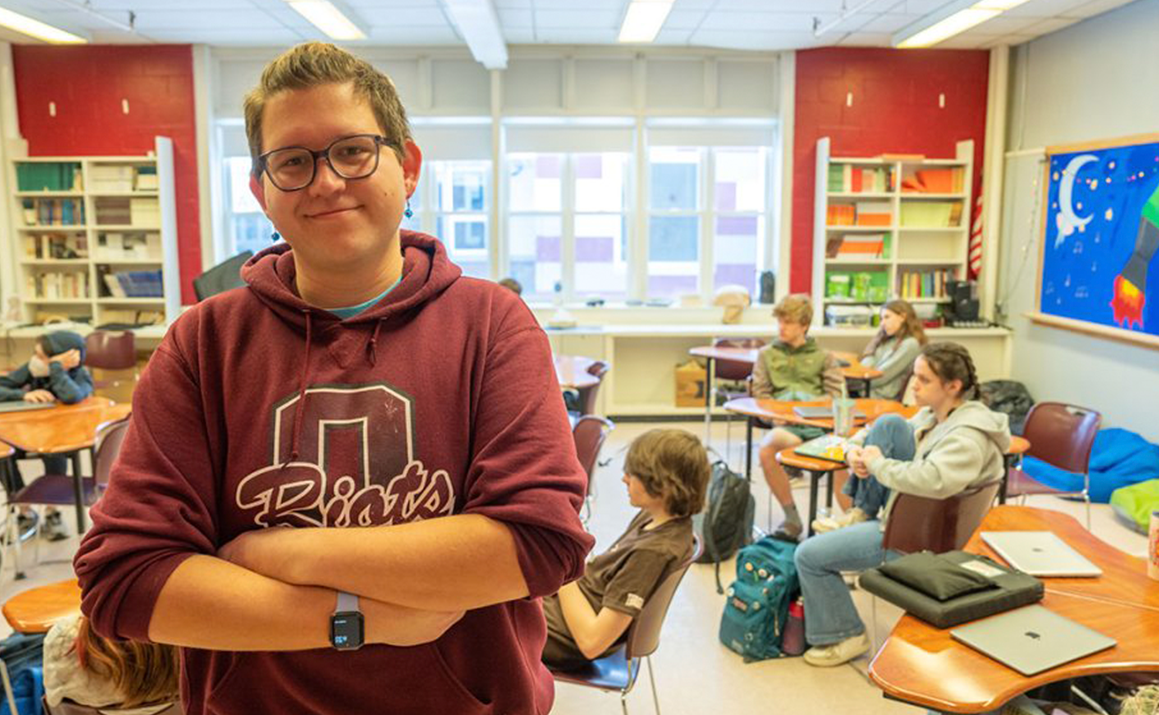 A photo of a student in a classroom