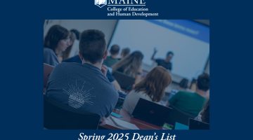 A graphic celebrating the College of Education and Human Development's Spring 2025 Dean's List recipients.