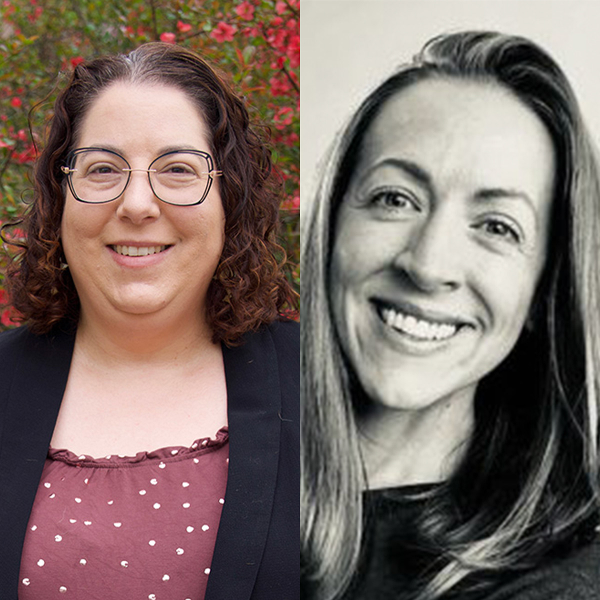 A photo collage featuring profile pictures of Esther Enright and Lindsey Kaiser.