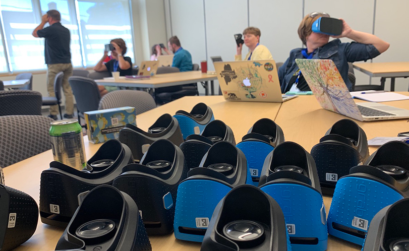A photo of a pile of goggles