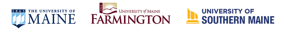 UMaine, UMF and USM logos