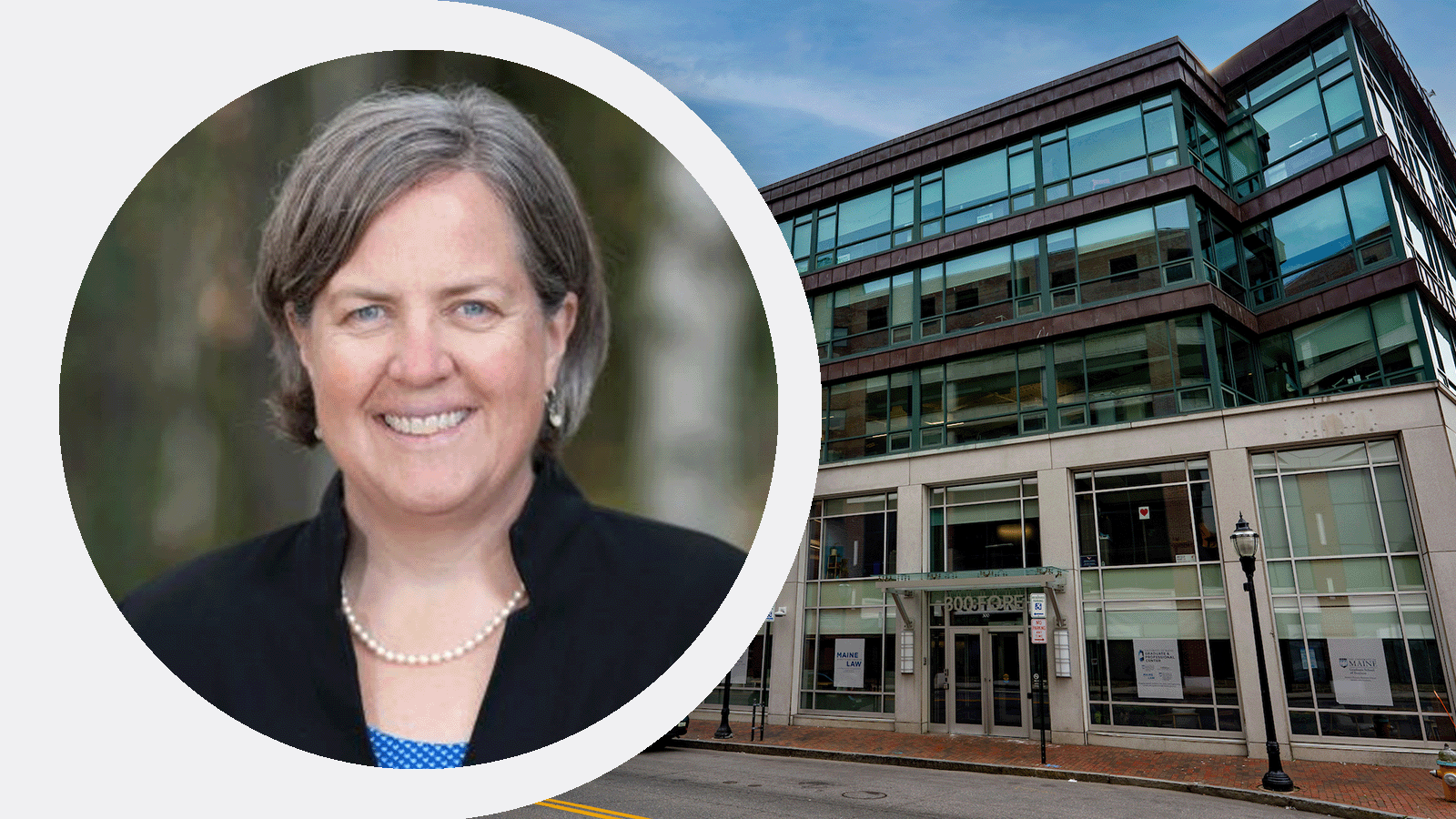 headshot of Pips Veazey next to photo of 300 fore street