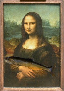 The Mona Lisa holding a Maine Arctic Charr