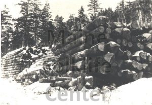 P00062 Men on logs at landing c.1900.