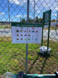Picture of food waste recycling sign explaining what you can and cannot compost