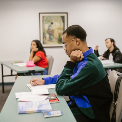 image of high school students in class working