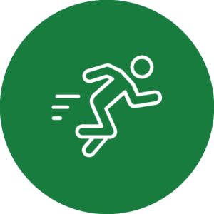 a green icon with an image of a person running