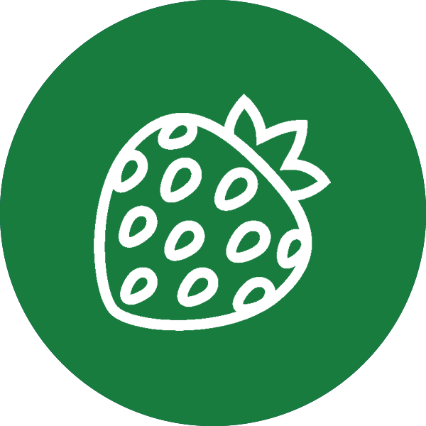 green icon with a graphic of a strawberry