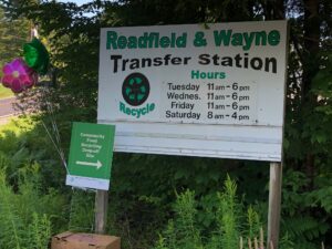 Readfield, Wayne, and Fayette Transfer Station sign