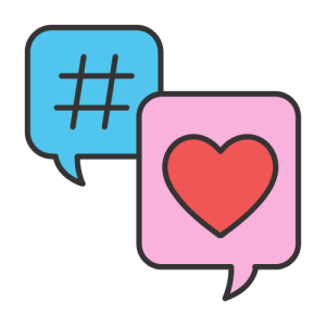 icon of a hashtag and a like button to represent social media