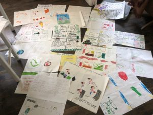 Picture of children's posters from Waterville community launches' poster competition