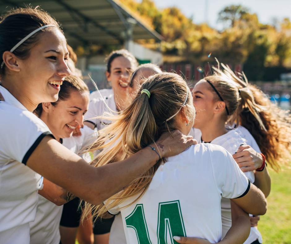 Soccer players celebrating