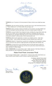Maine Food Waste Awareness Week Proclamation