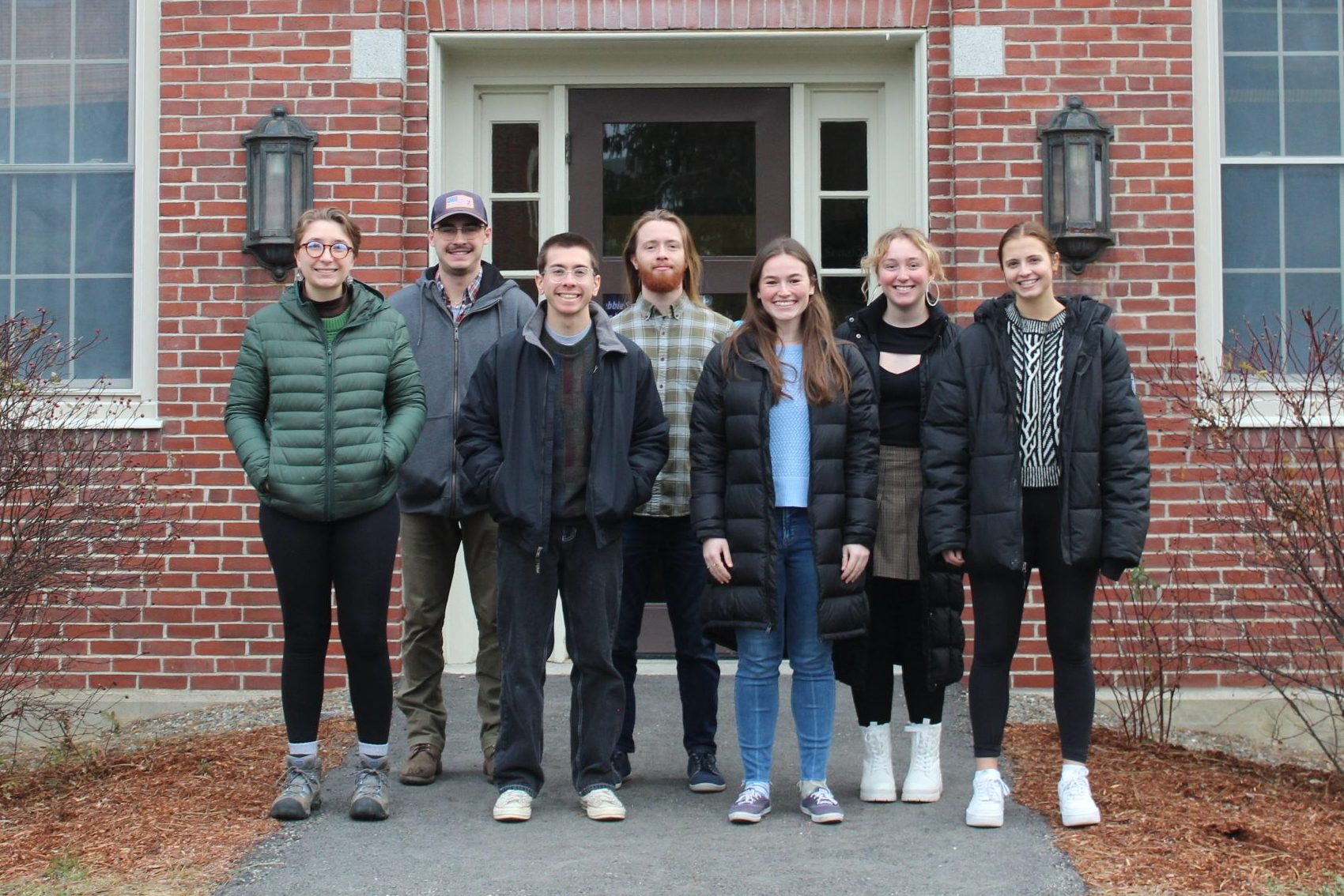 Food Rescue MAINE Team student interns standing in front of the Mitchell Center