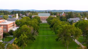 aerial photo of mall at UMaine in Orono