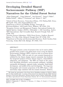Screenshot of the Developing Detailed Shared Socioeconomic Pathway (SSP) Narratives for the Global Forest Sector article.