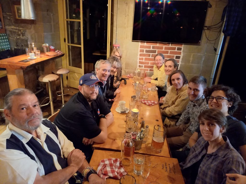 People seated around a dinner table