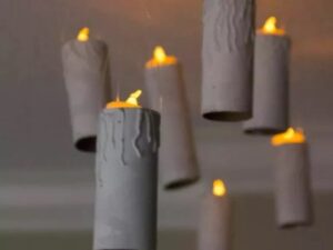 Floating candles made of toilet paper rolls